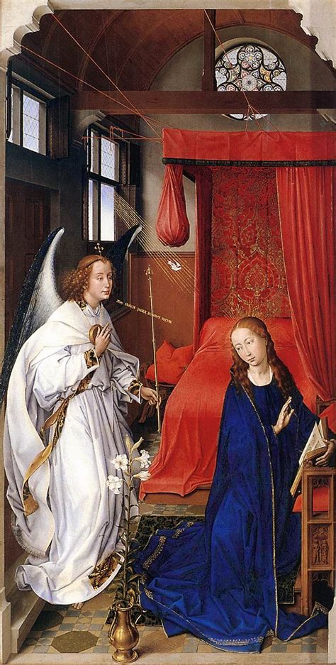  “La Anunciación” de Rogier van der Weyden: Un Encuentro Místico en la Penumbra